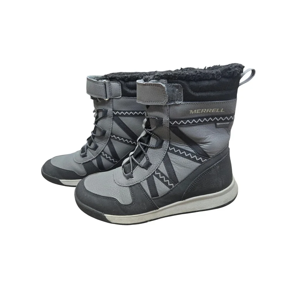 Merrell Snow Quest Lite 3.0 Waterproof Winter Boots Grey Black Kids Size 3M